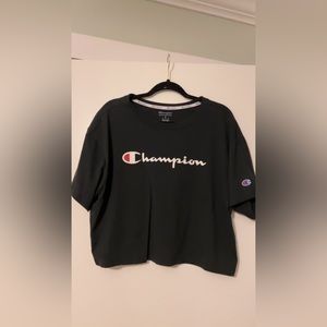 Champion Cropped Black Logo T-shirt